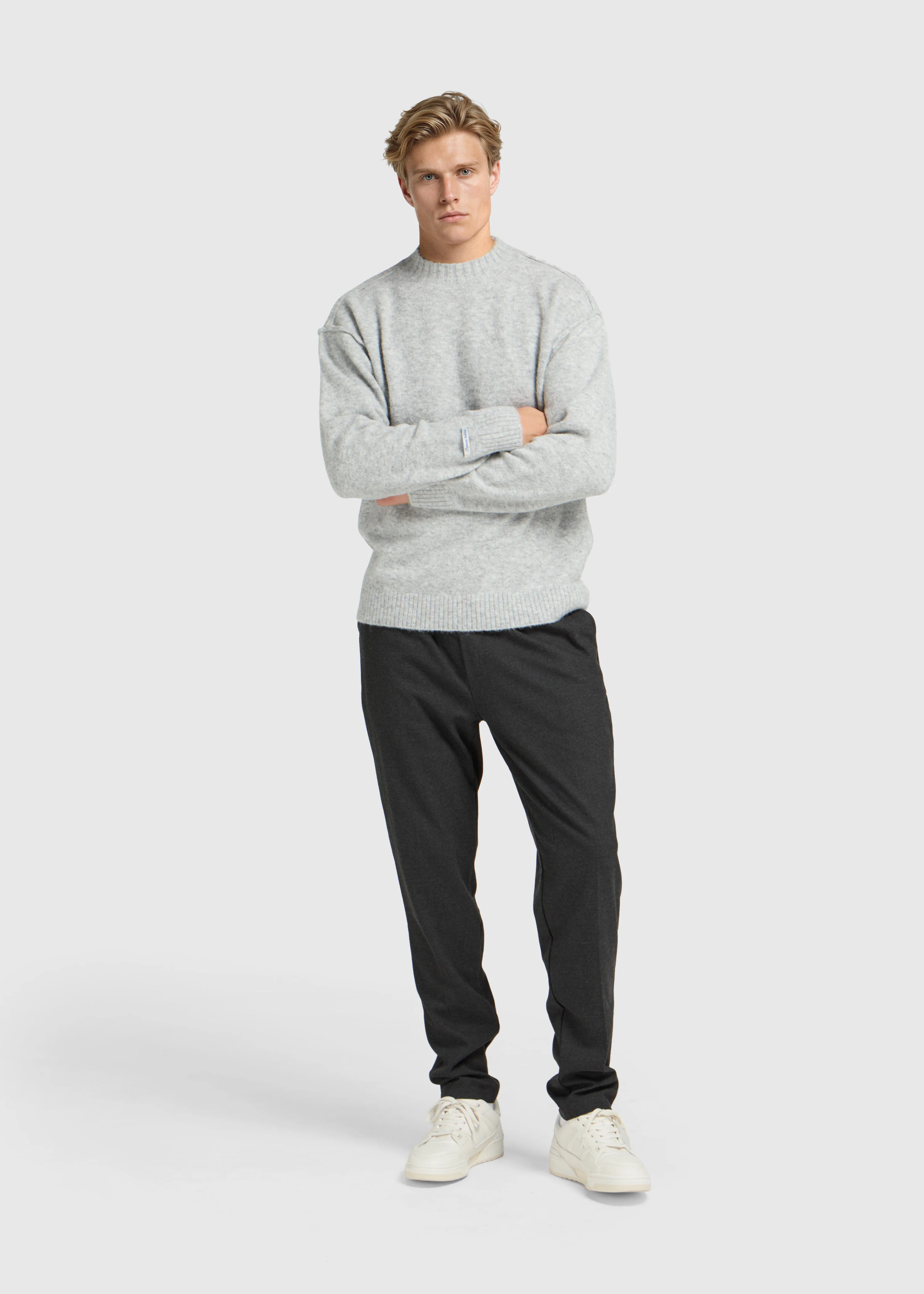 Cozy Brand Knit Crewneck - Grey Melee - Image 5