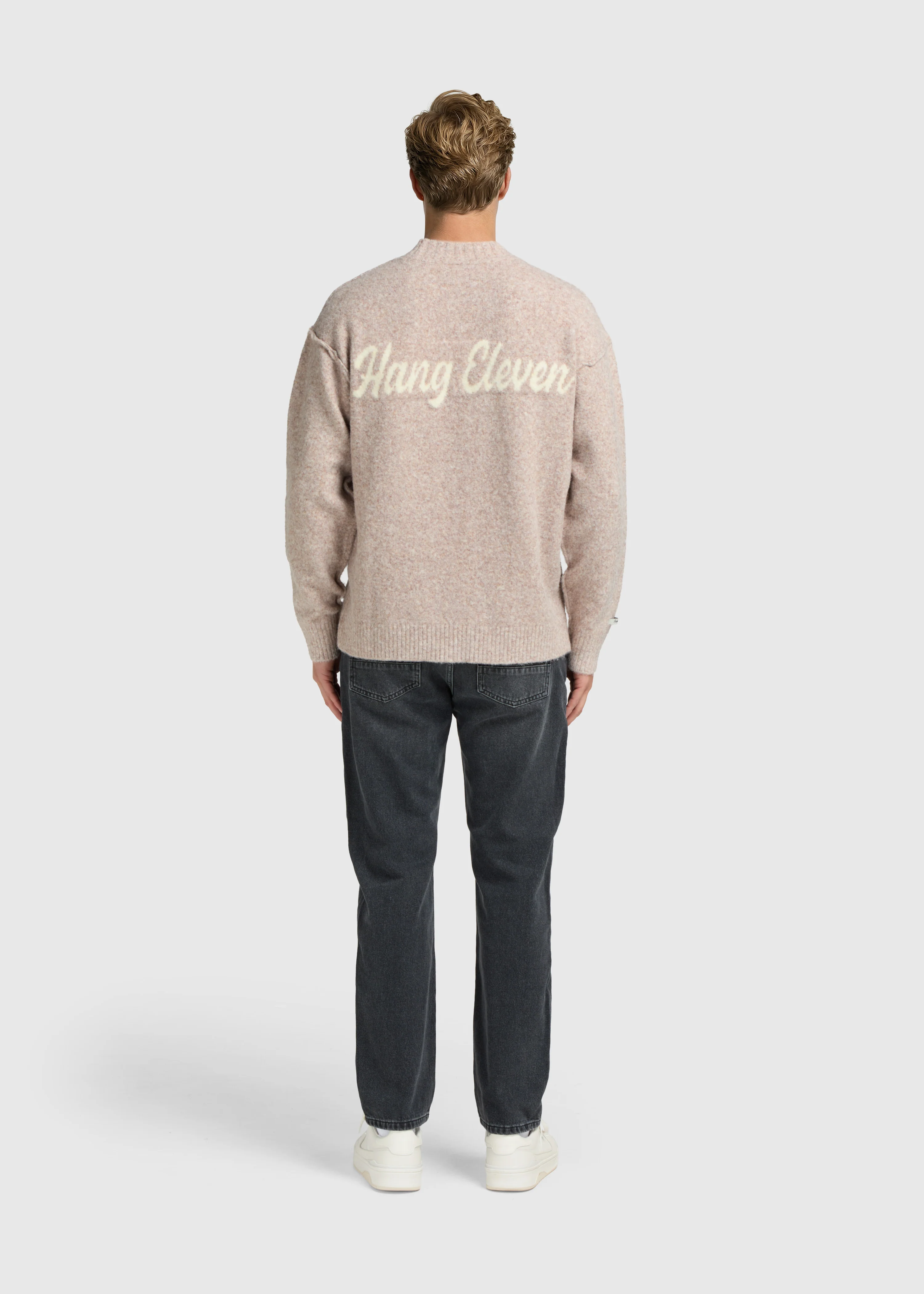 Cozy Brand Knit Crewneck - Taupe - Image 5