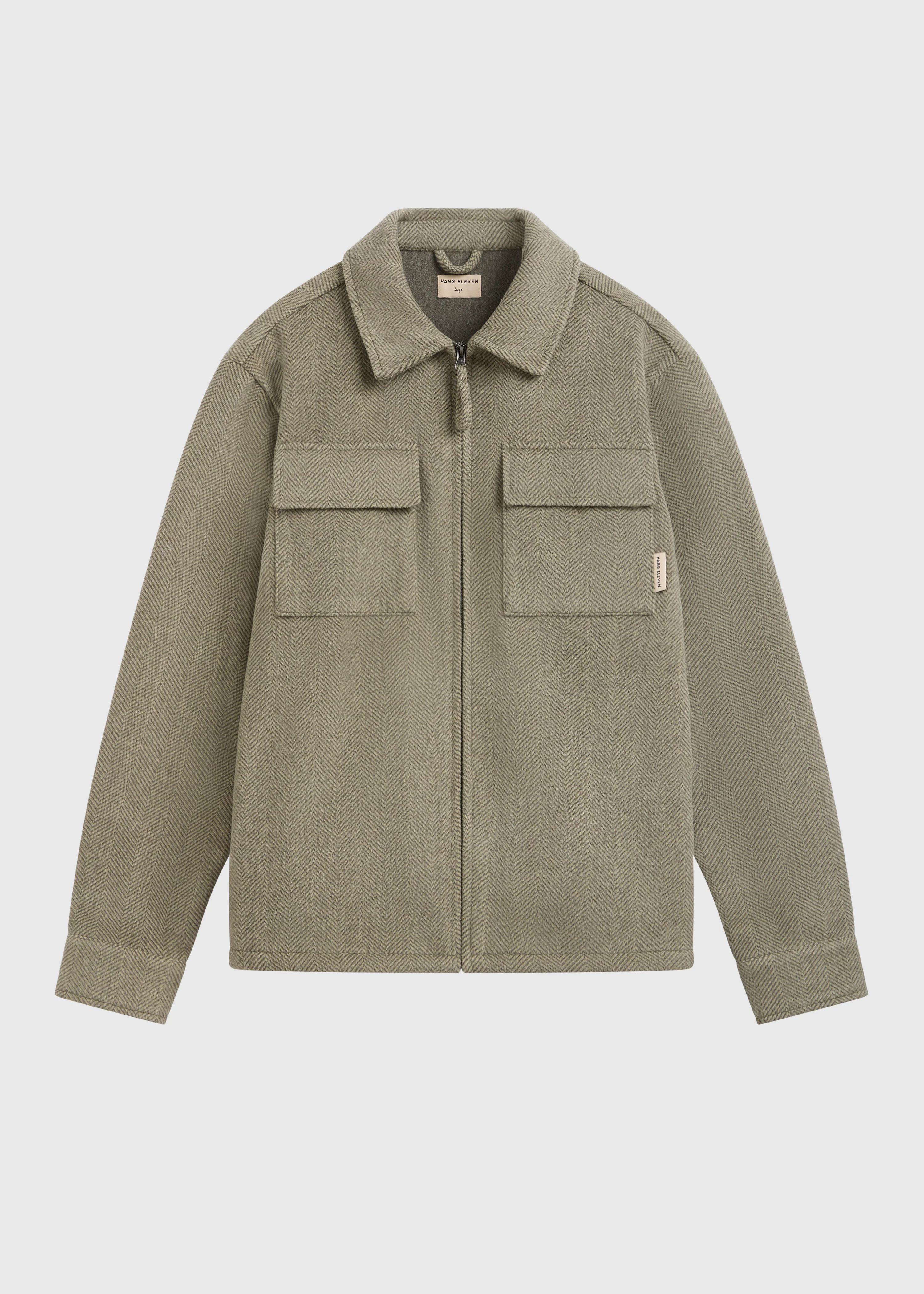 Herringbone Zip Jacket - Green - Image 3