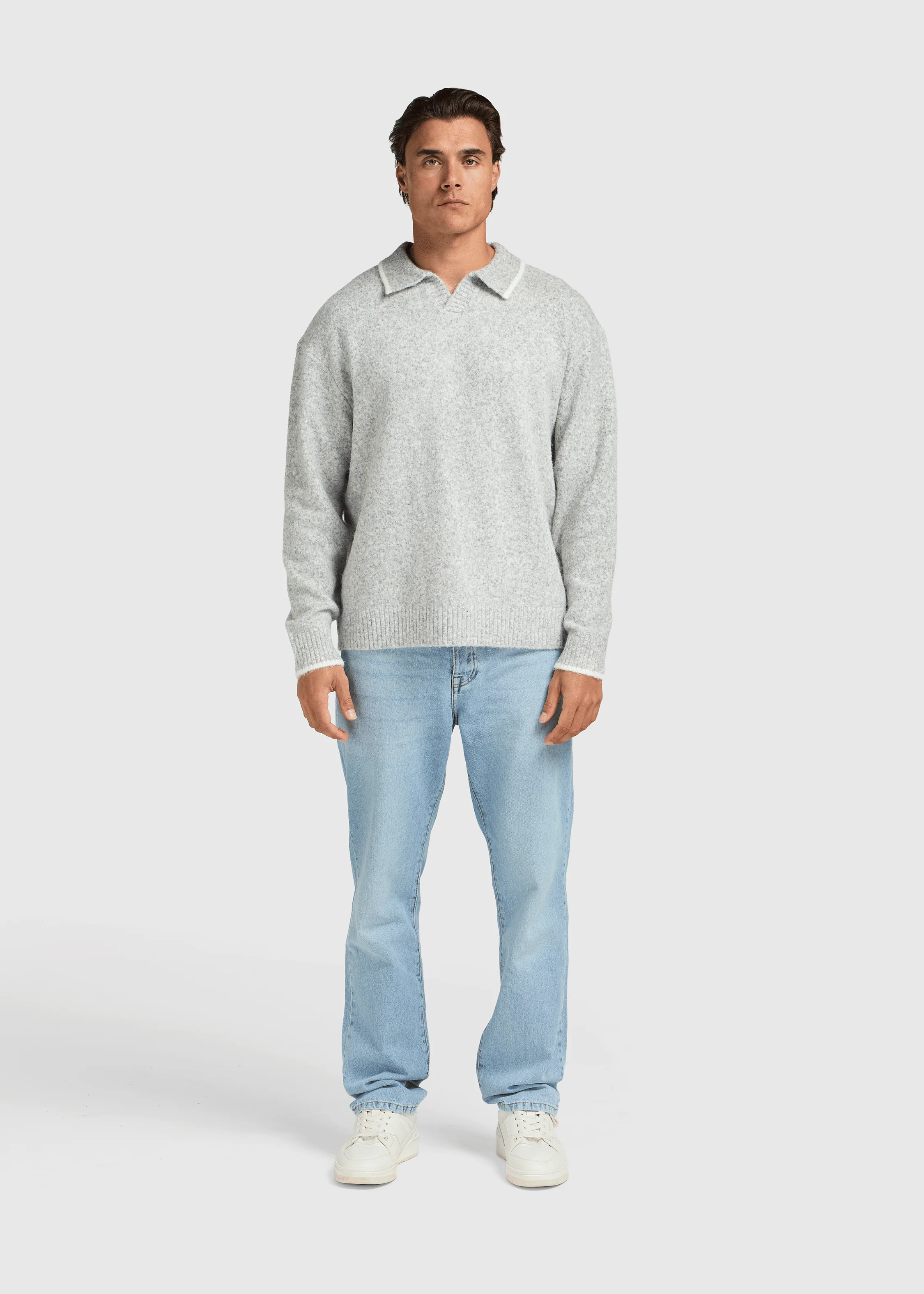 Soft Knit Polo - Grey Melee - Image 3
