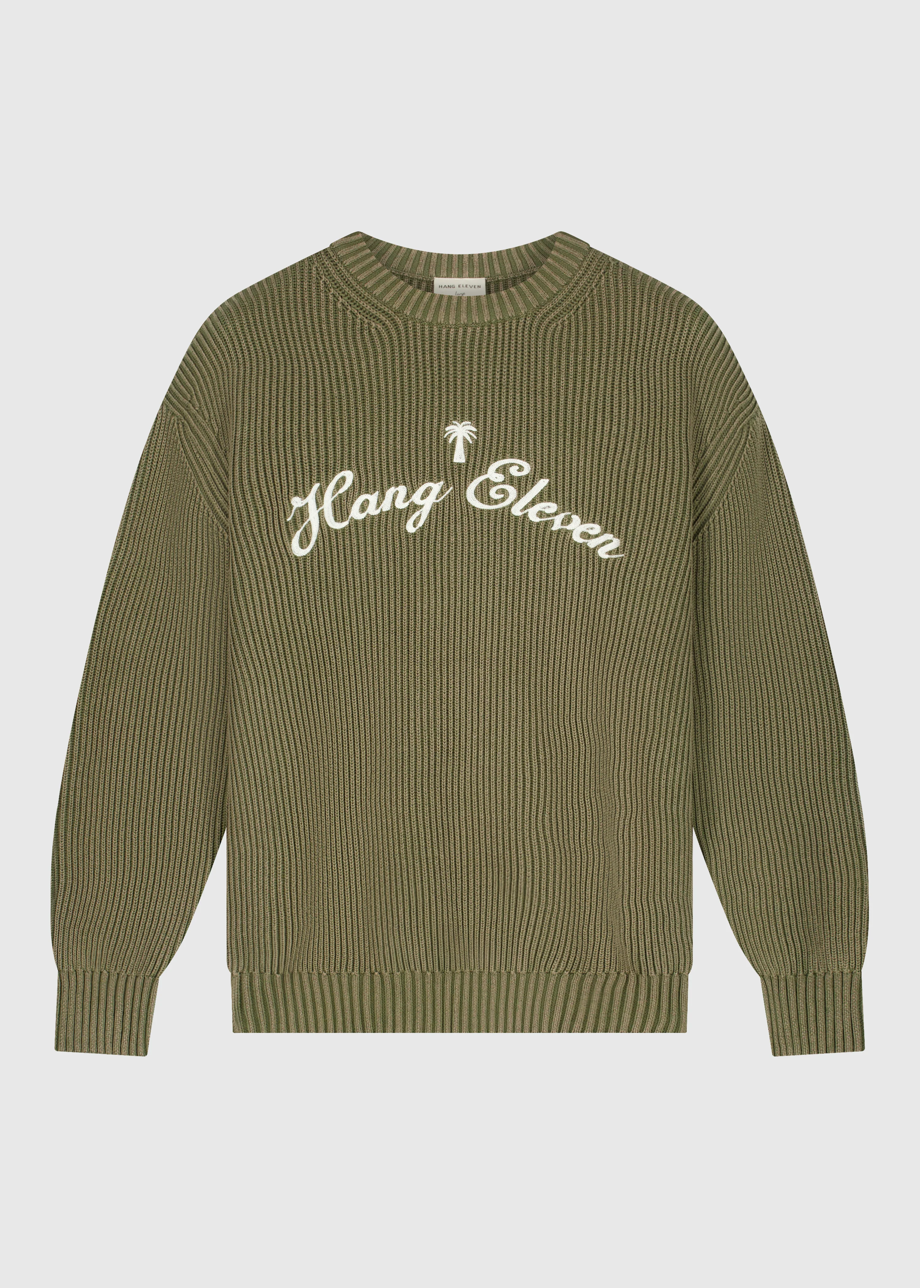 Palm Logo Knit Crewneck - Olive Green - Image 3