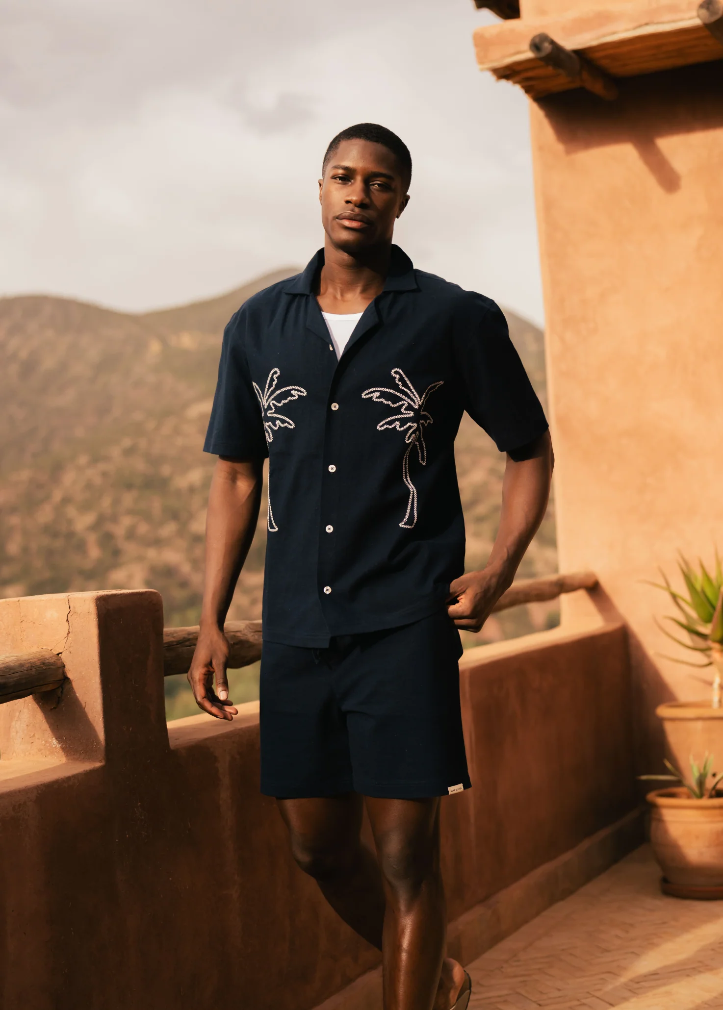 Palm Slub Shirt - Navy Blue - Image 5