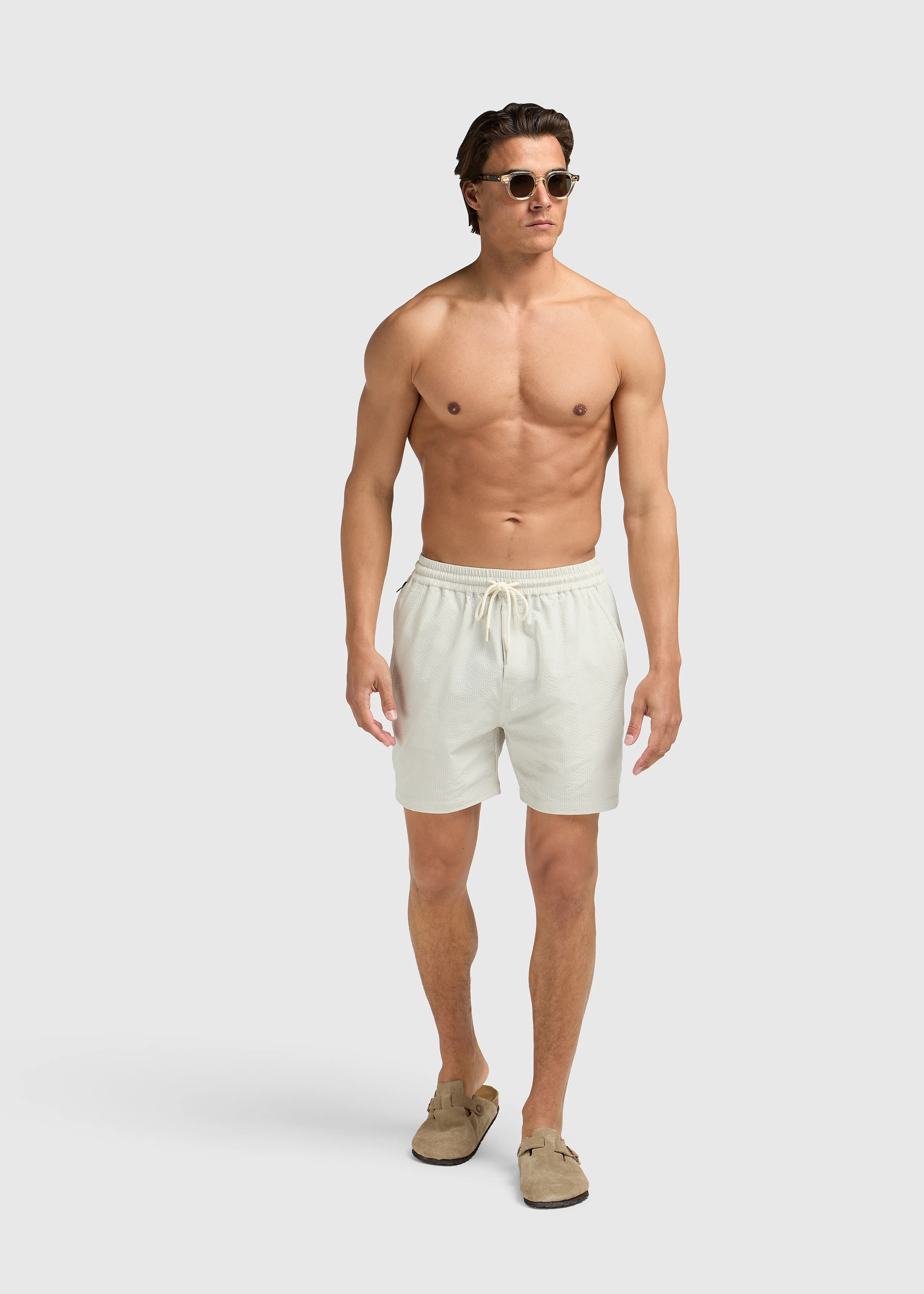 Stripe Seersucker Swim Short - White Sand - Image 10