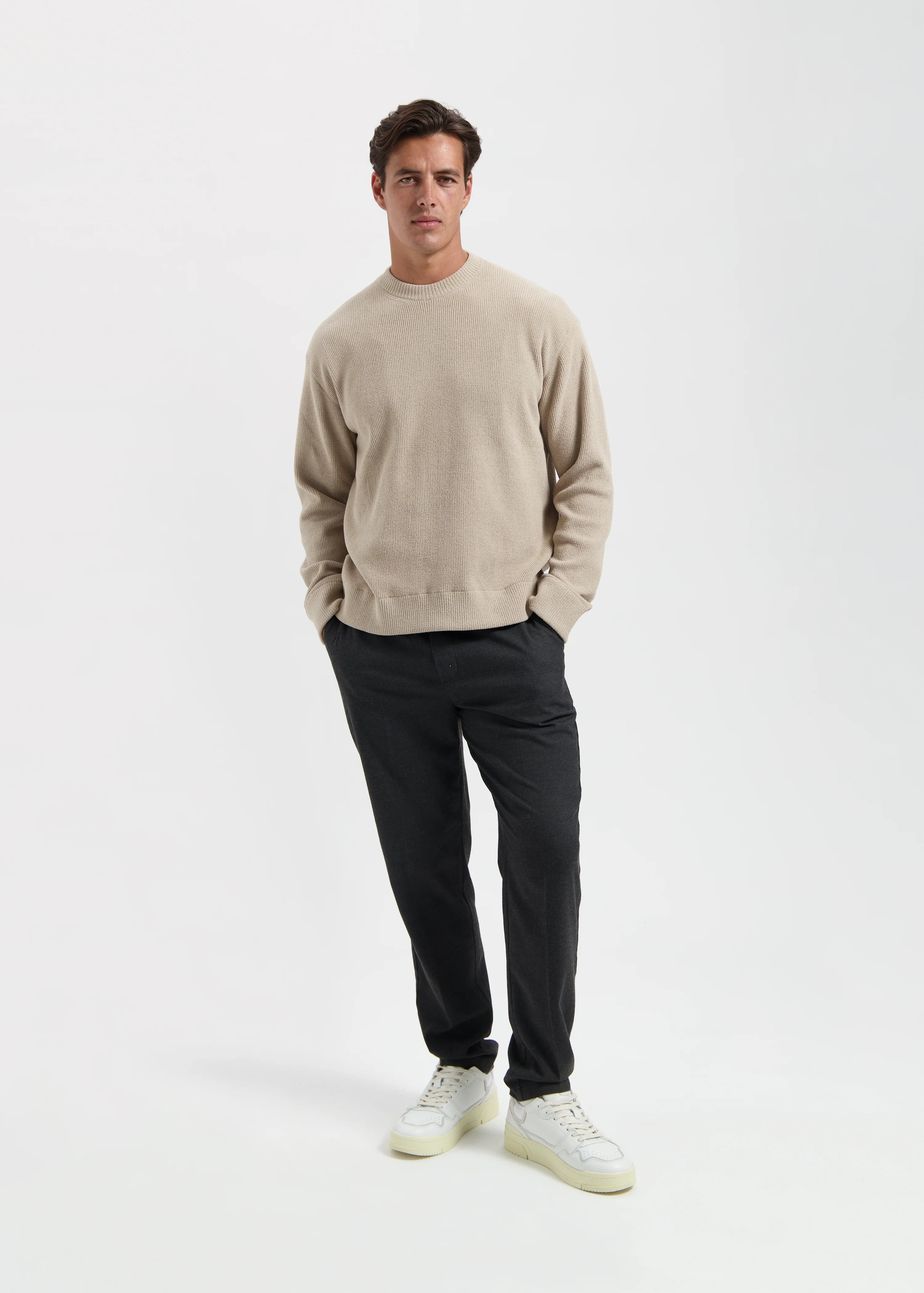 Structure Knit Crewneck - Sand - Image 4
