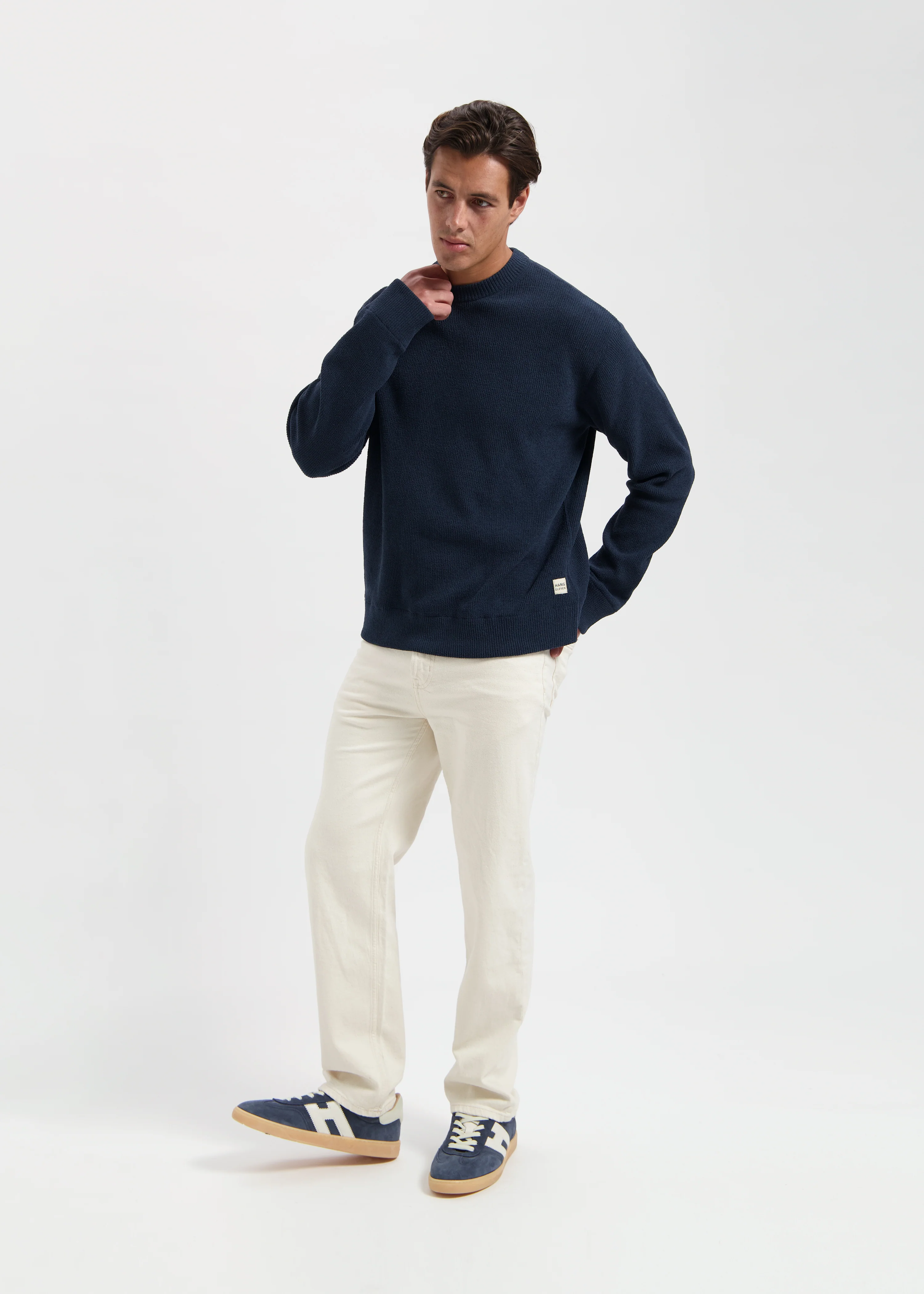 Structure Knit Crewneck - Navy Blue - Image 3