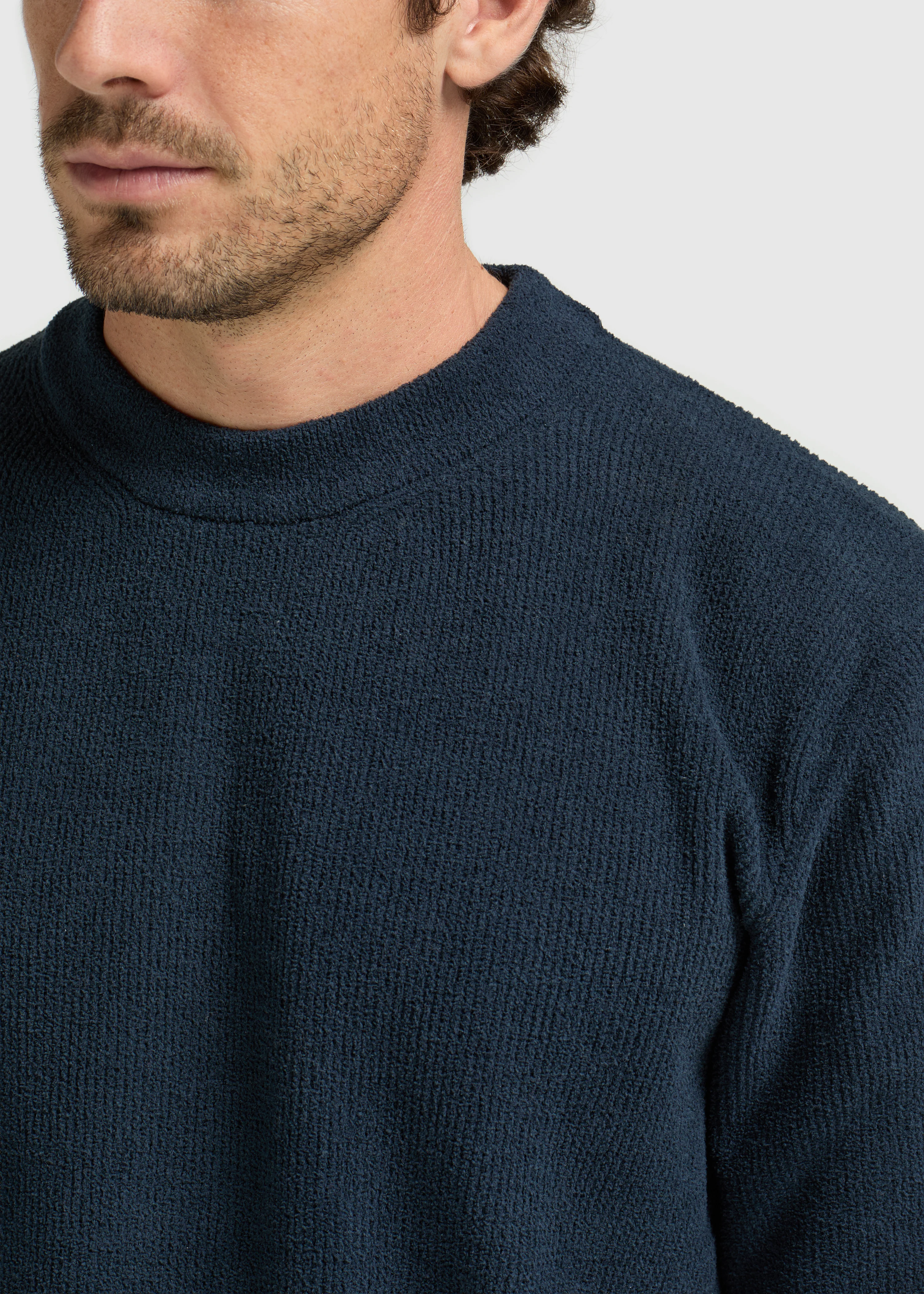 Structure Knit Crewneck - Navy Blue - Image 4