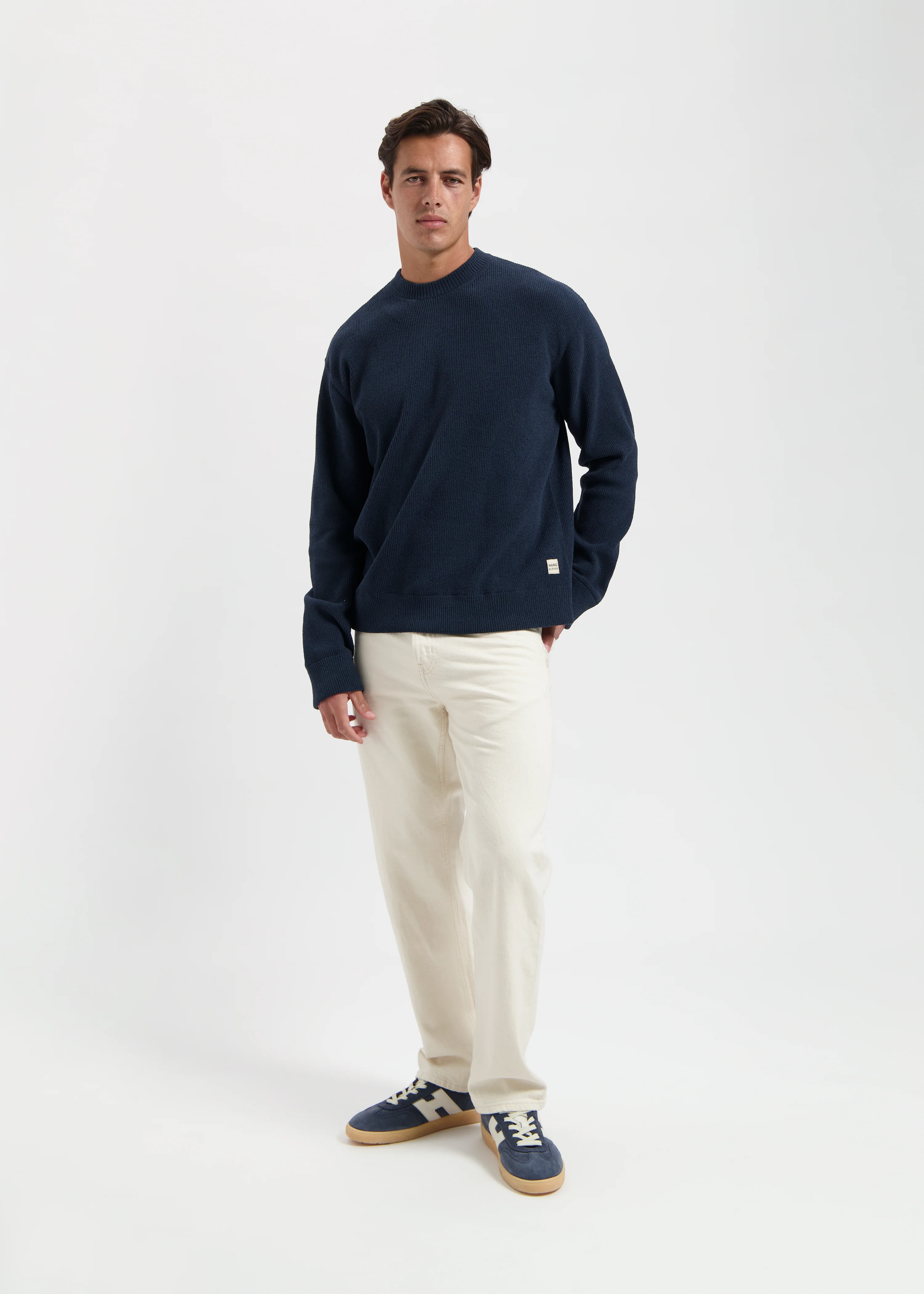 Structure Knit Crewneck - Navy Blue - Image 5