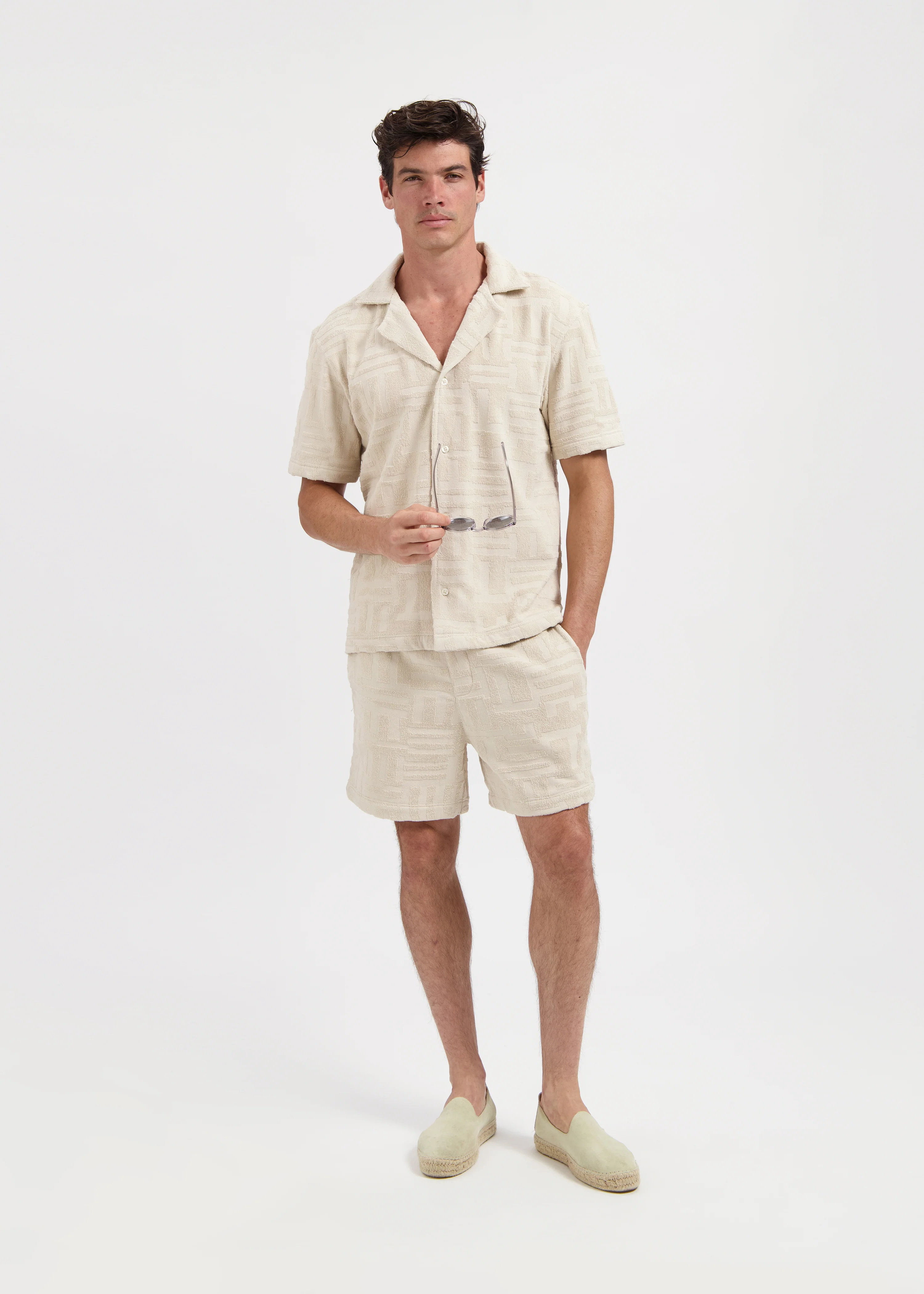 Toweling Jacquard Shirt - Sand - Image 5