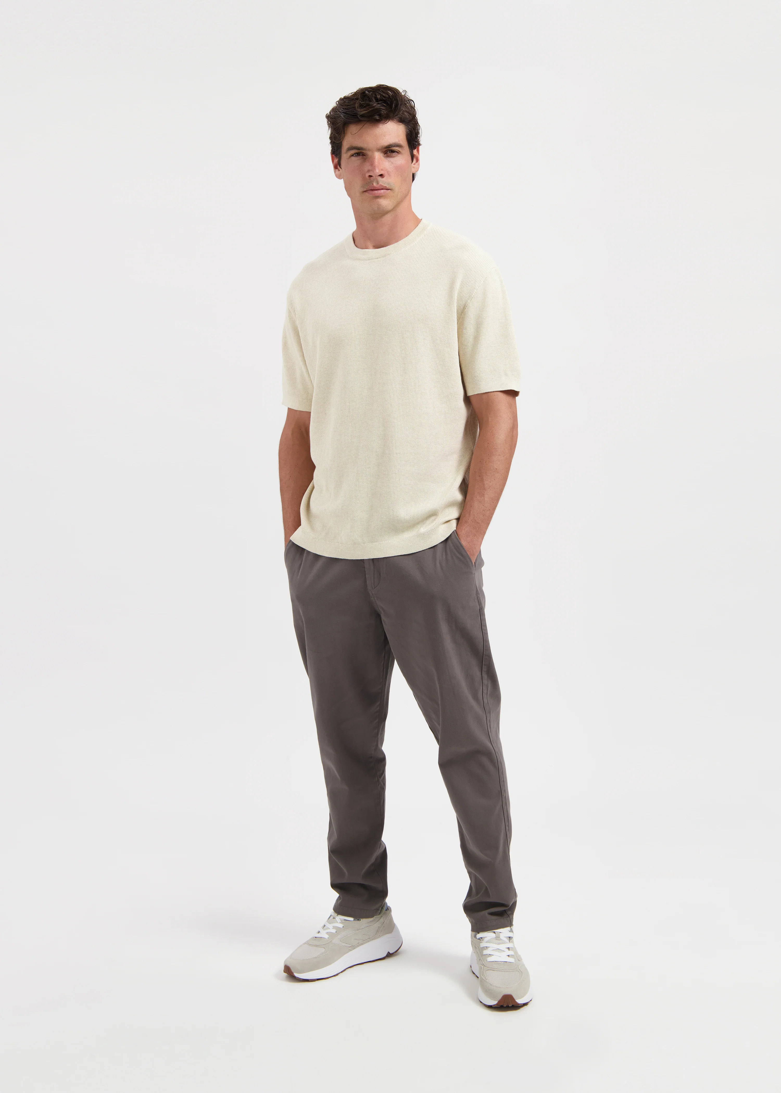 Waffle Knitted Tee - Sand - Image 4