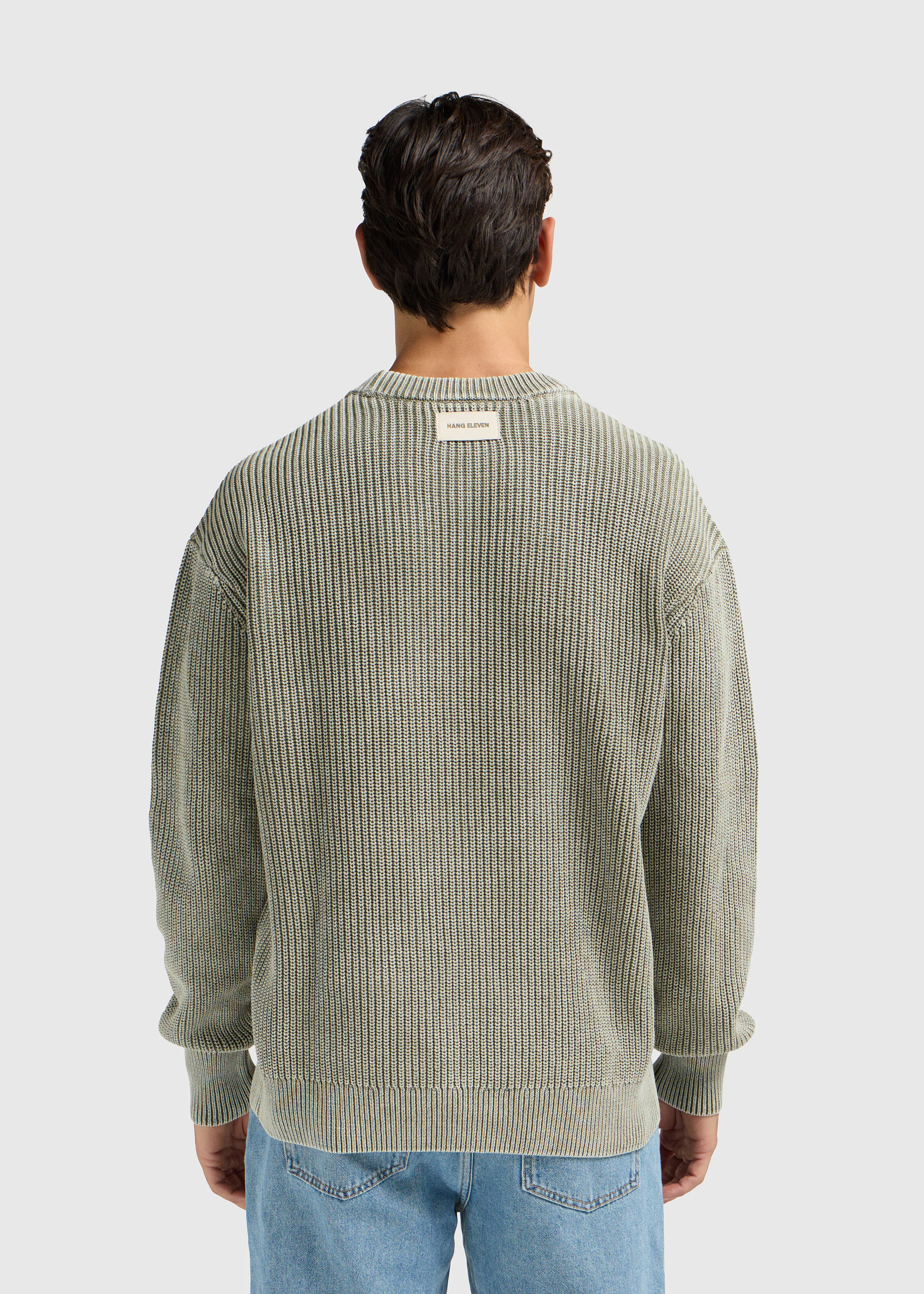 Washed Knit Crewneck - Olive Green - Image 2